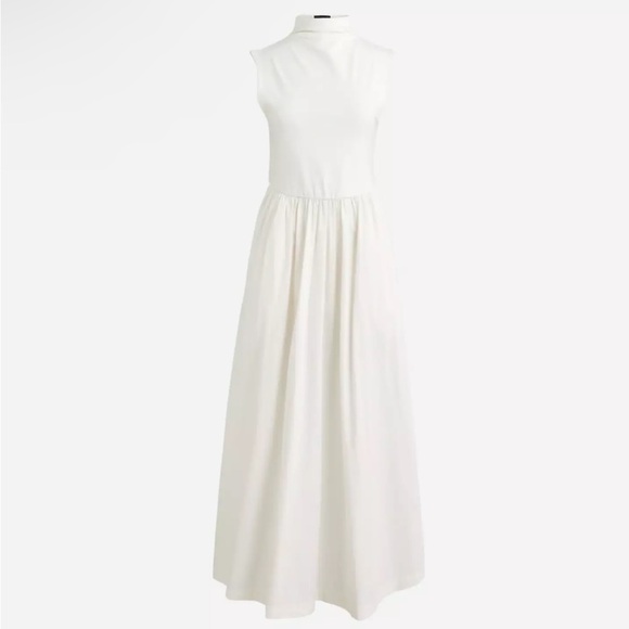 J. Crew Dresses & Skirts - Jcrew Fitted knit mockneck dress with poplin skirt in natural